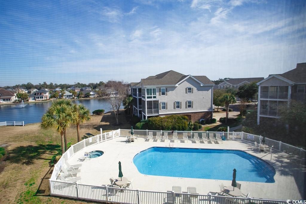 Pool and lake through the screen